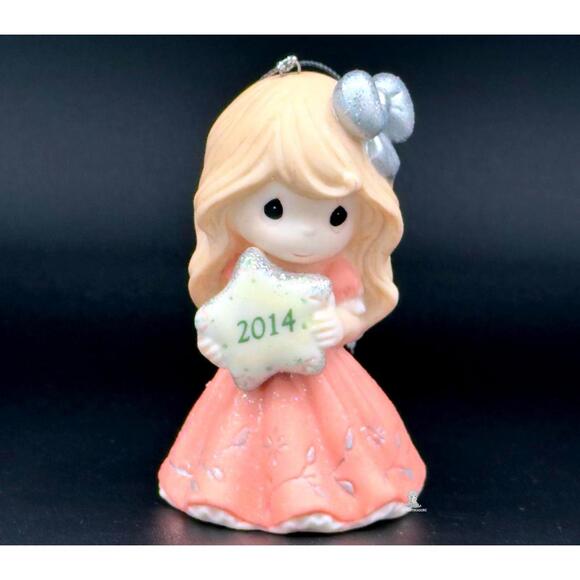 Precious Moments Other - Precious Moments Girl in Sparkle Glitter Peach Dress Holding Star Figurine